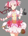  apple bad_id bad_pixiv_id bow choker cup dress food frills fruit glasses gloves hair_ribbon itokon-7829 jewelry kaname_madoka kyubey mahou_shoujo_madoka_magica making_of pink_eyes pink_hair puffy_sleeves red_choker red_eyes ribbon short_hair short_twintails silhouette simple_background sword teacup tears twintails weapon white_gloves 