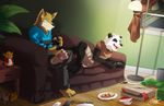  canine food male panda pizza plushie pok&eacute;mon raichu remote sofa super-tuler wiimote wolf xbox_controller 