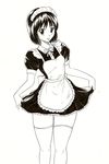  apron highres maid monochrome original solo thighhighs yabuno_zoku_hisa 