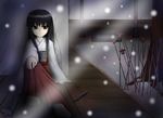  black_eyes black_hair fatal_frame fatal_frame_3 japanese_clothes kuze_hisame long_hair miko sitting snow solo y_(kurihara) 