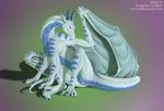  2009 anus athus blue cum dragon female heated horns pose pussy scalie solo tail_ring wet white wings 