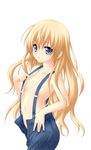  absurdres areolae blonde_hair blue_eyes flat_chest highres long_hair mayoi_neko_overrun! navel simple_background solo suspenders umenomori_chise 