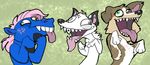  canine dog dreamaria equine feral green_eyes grey_eyes hair holly_massey horse open_mouth pink_hair retarded sheltie short_hair silverwing teeth tongue 
