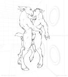  2018 anthro anthro_on_anthro balls bovid butt caprine duo embrace erection frottage fur goat hooves horn humanoid_penis male male/male mammal monochrome nude penis sex sketch standing zaush 