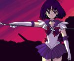  back_bow bad_id bad_pixiv_id bishoujo_senshi_sailor_moon black_hair bow brooch brown_bow calm_okome choker earrings elbow_gloves frown gloves holding holding_staff jewelry magical_girl oekaki pleated_skirt purple_eyes purple_sailor_collar purple_skirt ribbon sailor_collar sailor_saturn sailor_senshi_uniform serious short_hair silence_glaive skirt solo staff star star_choker tiara tomoe_hotaru white_gloves 