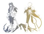  ayamisiro boots cape closed_eyes dog flynn_scifo knee_boots long_hair male_focus multiple_boys puppy repede sword tales_of_(series) tales_of_vesperia weapon yuri_lowell 
