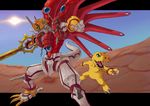  armor claws digimon digimon_savers fangs green_eyes horns kazkazkaz monster no_humans shinegreymon sword tail weapon 