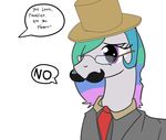  dialog disguise english_text equine eyewear facial_hair female feral friendship_is_magic glasses hair hat horn horse mammal multi-colored_hair mustache my_little_pony necktie pink_eyes plain_background pony princess princess_celestia_(mlp) purple_eyes rainbow_hair royalty solo suit text unknown_artist white_background winged_unicorn wings 