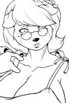  canine cbee cleavage dog female glasses hair short_hair solo 