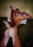  anthro breasts butt cervine deer doe female male mammal nude pillow pose solo wookiee wookiee_(artist) 