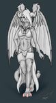  breasts clothing dragon female forceswerwolf fur horns hybrid scalie solo tail tanjia wings 