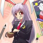  animal_ears blazer bunny_ears drawing face face_painting jacket miyo_(ranthath) necktie painting portrait purple_hair red_eyes reisen_udongein_inaba solo touhou 