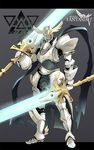  dual_wielding full_armor gauntlets greaves helmet holding huge_weapon keemu_(occhoko-cho) knight letterboxed no_humans paladin pixiv_fantasia pixiv_fantasia_5 scarf solo sword weapon 