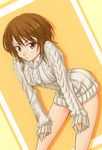  aran_sweater brown_eyes brown_hair kinuhata_saiai kurogane_(blackxsilver) short_hair solo sweater to_aru_kagaku_no_railgun to_aru_majutsu_no_index 