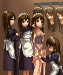  blue_eyes bodysuit breasts breath brown_hair bulge change cosplay costume crossdress crossdressing dachaku dressing empty_eyes hypnosis kigurumi long_hair maid maid_apron maid_headdress male male_focus mask mind_control original skirt standing sweat trance trap trap_factory two_side_up undressing 