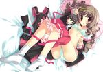  blush bra brown_hair chibi itou_mikoto koiiro_soramoyou nakanishi_aiko open_shirt panties red_eyes ruchie seifuku underwear undressing 