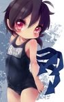  asymmetrical_wings bad_id bad_pixiv_id black_hair houjuu_nue mano_(shampoohatter) one-piece_swimsuit red_eyes school_swimsuit short_hair solo swimsuit touhou wings 