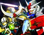  a_mituhashi arm_blade battle beam_saber blade chibi chinese_gundam gundam mobile_suit_gundam rx-78-2 sd_gundam shield space star stars weapon 