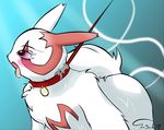  2007 blush chest_tuft collar face_markings leash male markings panting pok&eacute;mon sitting solo tail tom_smith tongue white zangoose 