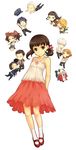  5girls adachi_tooru amagi_yukiko black_eyes black_hair blue_eyes blue_hair brown_eyes brown_hair chibi doujima_nanako doujima_ryoutarou grey_eyes hanamura_yousuke highres kujikawa_rise kuma_(persona_4) long_hair mary_janes multiple_boys multiple_girls narukami_yuu persona persona_4 red_hair saeuchobab satonaka_chie shirogane_naoto shoes short_hair silver_hair tatsumi_kanji 