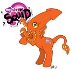  ambiguous_gender cephalopod cutie_mark equine horse humor hybrid ink mammal my_little_pony nightmare_fuel orange orange_body parody plain_background pony pterosaurpony solo squid tentacles what_has_science_done white_background yellow_eyes 