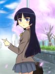  black_hair blue_eyes gokou_ruri highres karuta_(karuta01) long_hair looking_back mole mole_under_eye ore_no_imouto_ga_konna_ni_kawaii_wake_ga_nai school_uniform solo 