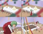  cake chair crying decorations food green_hair hat kazami_yuuka kyojin_no_hoshi lonely pakira parody party_hat plate solo table tablecloth tears touhou 