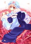  hat highres natsu_dora petals pink_eyes pink_hair saigyouji_yuyuko short_hair solo touhou 