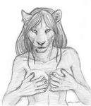  black_leopard breasts bust ebryn feline female holding leopard melanistic_leopard nude panther pencils sketch solo 
