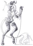  female glasses hooves horns horseshoes shinigamigirl shinnie sketch solo stockings suspenders whip 