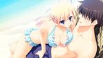  ama_ane beach bikini blonde_hair blue_eyes cleavage game_cg kikurage swimsuit takashina_natsumi 