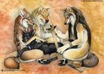  anthro bandage canine coyote feral group healing kyoht_luterman male mane_hair tribal trio were 