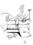  bed breasts canine claws digimon female fox gloves inks on_front renamon sawblade sleeping solo tail thigh_highs 