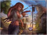  artist_name bag bleach blonde_hair border breasts cleavage denim fisheye handbag house jeans jewelry katana kon large_breasts lipstick long_hair makeup mask matsumoto_rangiku menos_grande midriff mole mole_under_mouth monster navel necklace pants pavel_lagutin power_lines railing retaining_wall road skindentation smile street sword tears teeth telephone_pole torn_clothes town transformer tree weapon 