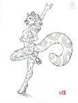  black_and_white breasts feline female greyscale hindpaw kacey leopard mammal monochrome pawpads paws pencils plain_background side_boob sketch snow_leopard solo standing white_background 