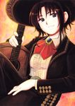  acoustic_guitar bad_id bad_pixiv_id belt blue_eyes brown_hair charro earrings guitar hat instrument jacket jewelry johnny_(planet3310) mariachi mexican original short_hair smile solo sombrero uniform 