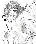  artist_request face flat_chest greyscale grin hairband hands monochrome navel neo_ranga nipples no_bra no_panties shimabara_yuuhi simple_background smile solo 