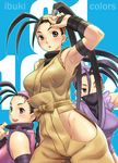  alternate_color antenna_hair armpits black_hair brown_hair clone groin hip_vent ibuki_(street_fighter) iyokawa long_hair ninja no_panties ponytail solo street_fighter street_fighter_iii_(series) 