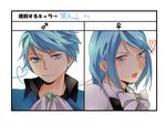  1girl blue_eyes blue_hair bow chart genderswap gyakuten_saiban karuma_mei 