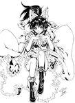  boots classictime face greyscale hakurei_reimu hands_together monochrome own_hands_together smile solo touhou 