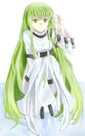  1girl bodysuit c.c. cc code_geass female green_hair long_hair peyangu1119 sitting solo straitjacket yellow_eyes 