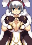 animal_ears breasts bunny_ears cape cleavage deep_skin fingerless_gloves gloves high_wizard large_breasts ragnarok_online short_hair solo xration 