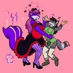  &hearts; aggrobadger anthro breasts canine dancing duo eyes female hair mammal skunk stink tail wolf 
