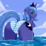 anthro anthrofied big_thighs bikini blush breasts butt camel_toe clothed clothing equine female friendship_is_magic hi_res horn looking_at_viewer mammal my_little_pony princess_luna_(mlp) pussy skimpy solo sssonic2 swimsuit tight_clothing unicorn water 