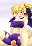  1girl aq_interactive arcana_heart atlus blush breast_grab breasts clothed_sex cowgirl_position erect_nipples examu girl_on_top grabbing lilica_felchenerow penis pointy_ears pussy sex straddle straddling uncensored vaginal wings 