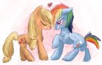  &hearts; applejack_(mlp) beato-riiche blonde_hair blue blue_body blush couple cute cutie_mark duo equine eyes_closed female feral freckles friendship_is_magic hair horse horse_tail lesbian mammal multi-colored_hair my_little_pony nuzzle pegasus plain_background pony rainbow_dash_(mlp) rainbow_hair rainbow_tail red_eyes smile tan white_background wings 