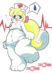  anime chubby cosplay embarrassed female hospital kawaii nurse panties pantsuneko rodent solo squirrel sweatdrop underwear white 