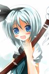  blue_eyes katana konpaku_youmu short_hair silver_hair solo sword touhou weapon yuzutei 