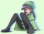  arm_support bad_id bad_pixiv_id black_hair blush capelet deerstalker dress full-face_blush green_capelet green_dress green_hat hat hercule_barton long_hair pantyhose red_eyes shoes sitting solo spread_legs tantei_opera_milky_holmes zouni_(xavier) 