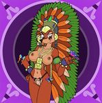  aztec breasts clothed clothing deity face_paint facepaint female goddess greg_panovich jewelry native necklace nipples skimpy solo tribal 